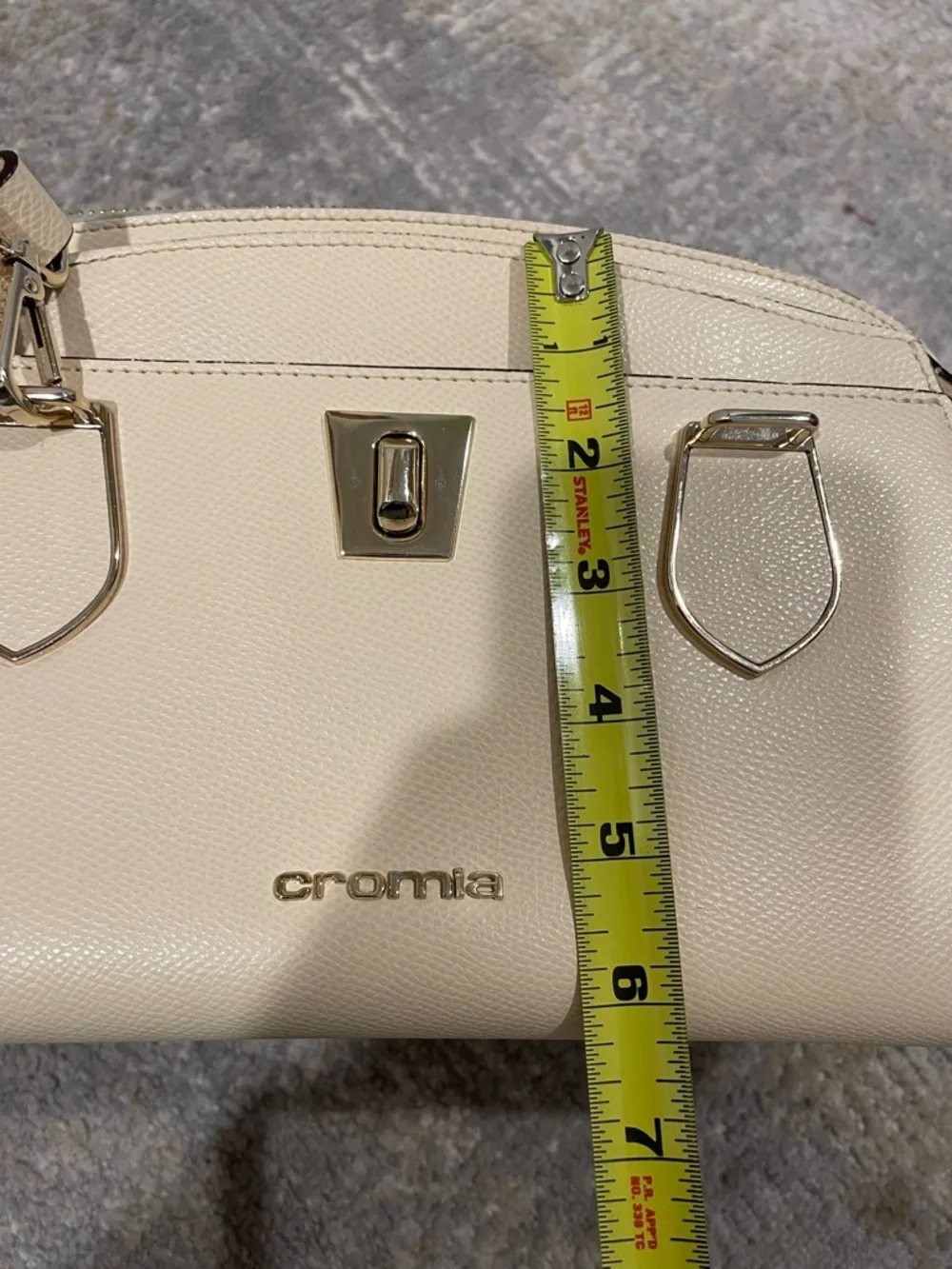 Cromia Beige Cream Italian Leather Shoulder Bag Crossbody Purse Made in Italy - Picture 12 of 15